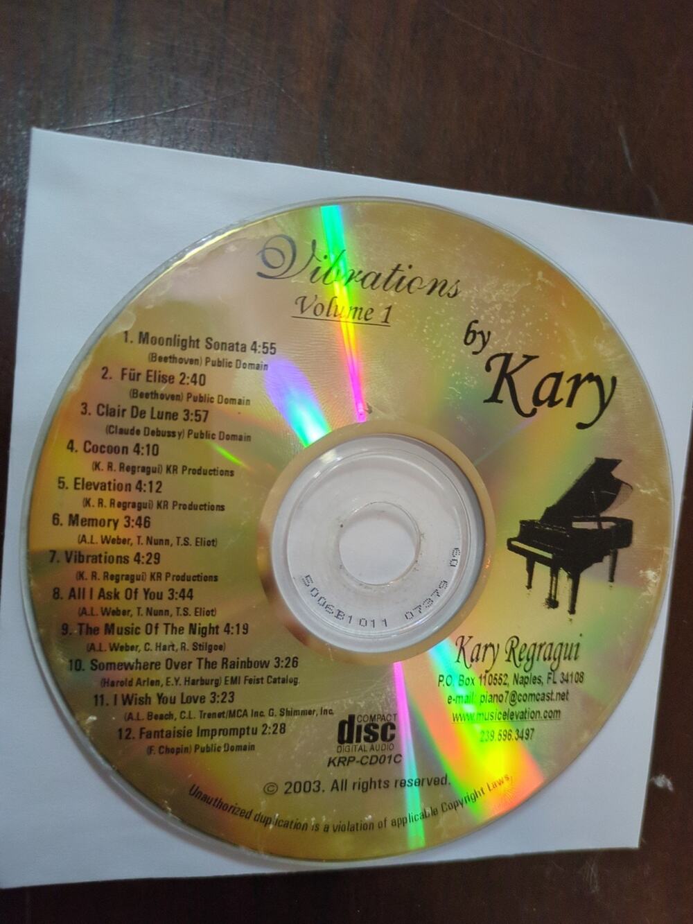 Kary Regragui - Vibrations (Audio CD) Piano disc only